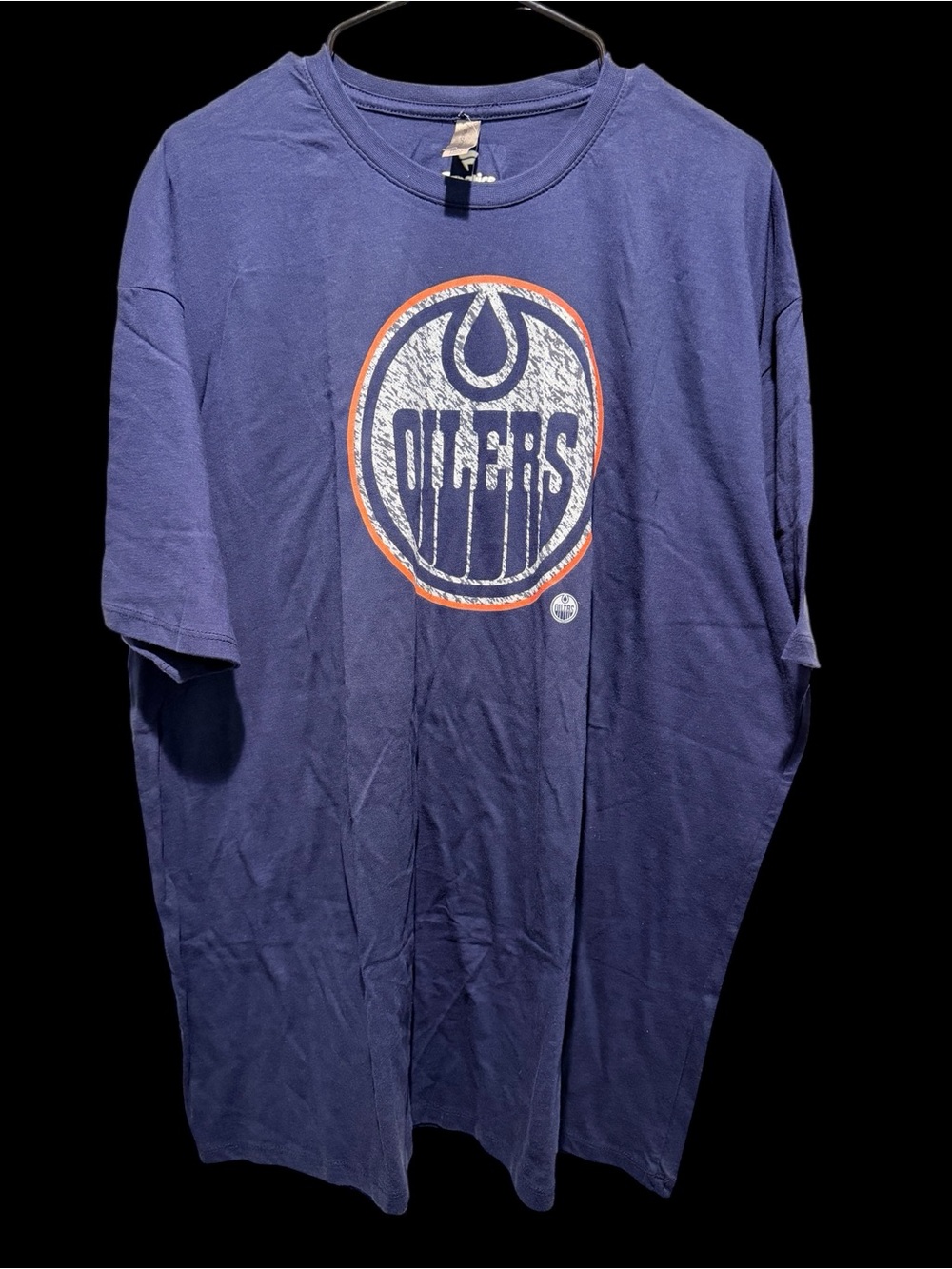 Fanatics Navy Short-Sleeve Oilers Logo Tee with Orange Accent